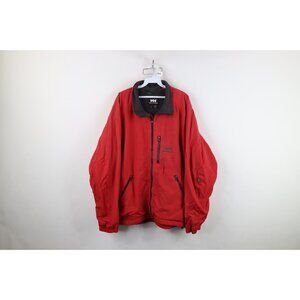 Vtg Helly Hansen Mens XL Distressed Spell Out Fleece Lined Windbreaker Jacket